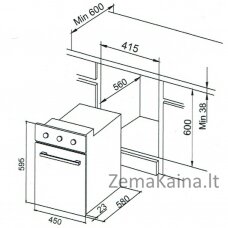 Įmontuojama orkaitė Allenzi KBH-5260 BX, 45 cm pločio