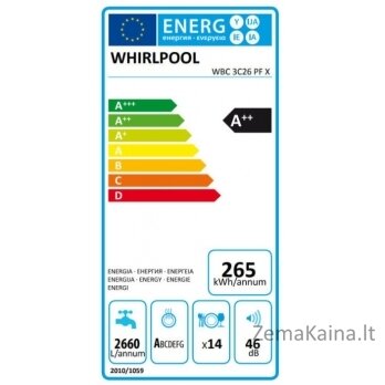 Įmontuojama indaplovė Whirlpool WBC 3C34 PF X 1