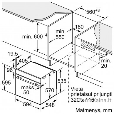 Įmontuojama orkaitė Bosch HBA533BS0S 4