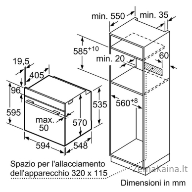 Įmontuojama orkaitė Siemens HB537A0S0 1