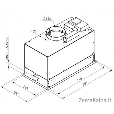 Įmontuojamas gartraukis Allenzi Tecnowind GH30 IX A CLASS, nerūdijančio plieno spalvos 2