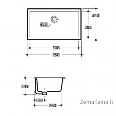 Iš apačios klijuojamas praustuvas Kerasan Slim 022901 1