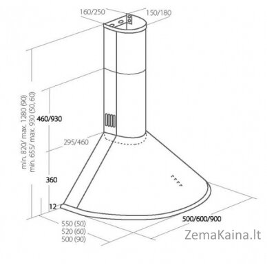 Kaminų gaubtas Akpo WK-4 Dandys GOLD 60 cm, 450 m3/h, juodas 1