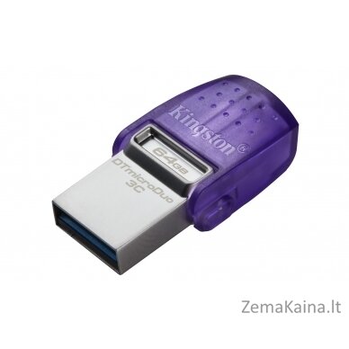 Kingston Technology DataTraveler microDuo 3C USB atmintukas 64 GB USB Type-A / USB Type-C 3.2 Gen 1 (3.1 Gen 1) Violetinė, Nerūdijančiojo plieno 8