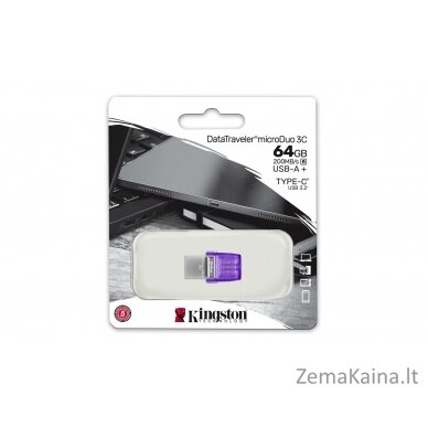 Kingston Technology DataTraveler microDuo 3C USB atmintukas 64 GB USB Type-A / USB Type-C 3.2 Gen 1 (3.1 Gen 1) Violetinė, Nerūdijančiojo plieno 2