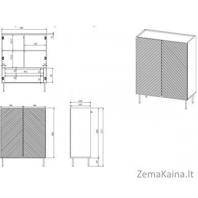 Knygų spinta 2D2SZ ONDA 98x45x127 juoda 3