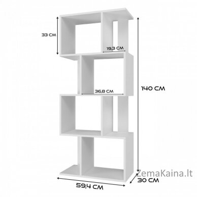 Knygų spinta FIESTA 4P 59,5x30x140 cm, balta 3