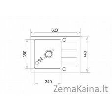 Kriauklė  MAIDSINKS Promo 62x44 1B 1D juodos