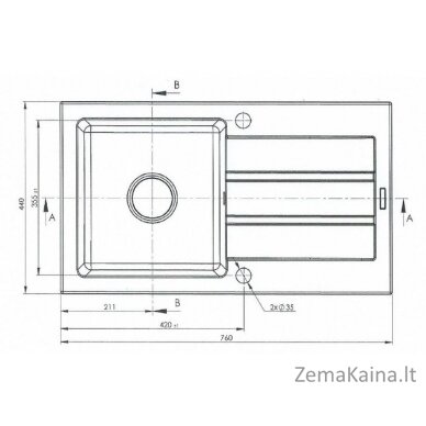 Kriauklė MAIDSINKS Promo 76x44 1B 1D juoda 1