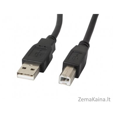 Lanberg CA-USBA-11CC-0018-BK USB kabelis 1,8 m USB 2.0 USB B Juoda 1