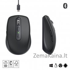 Logitech MX Anywhere 3S kompiuterio pelė Dešinės rankos RD belaidis ryšys + „Bluetooth“ Lazeris 8000 DPI