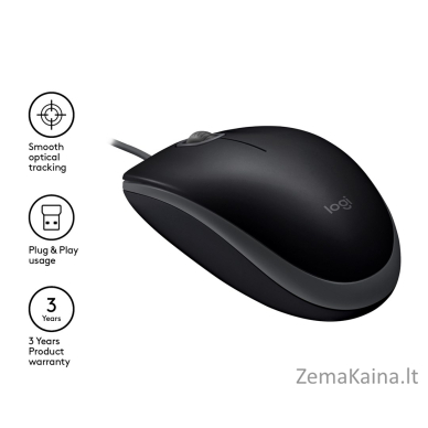 Logitech B110 Silent kompiuterio pelė Abiems rankoms USB A tipo Optinis 1000 DPI 5