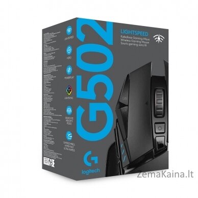 Logitech G G502 Lightspeed kompiuterio pelė Dešinės rankos Radijo dažnio belaidė Optinis 25600 DPI 8