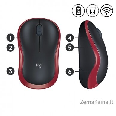 Logitech M185 kompiuterio pelė Abiems rankoms Radijo dažnio belaidė Optinis 1000 DPI 3