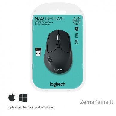 Logitech M720 kompiuterio pelė Dešinės rankos RF belaidis + „Bluetooth“ Optinis 1000 DPI 12