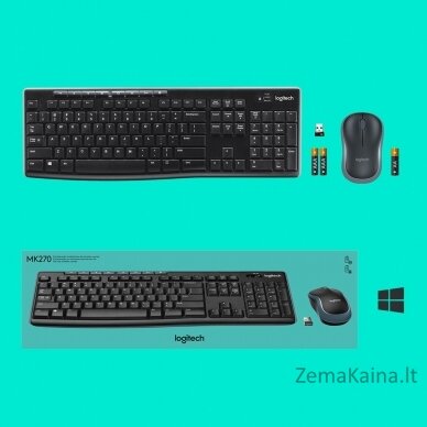 Logitech Wireless Combo MK270 klaviatūra Pelė įskaityta Radijo dažnio belaidė QWERTY Juoda, Sidabras 2