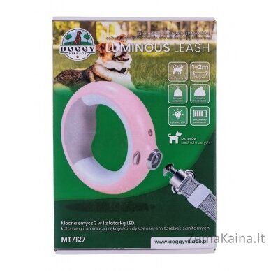 Luminous leash DoggyVillage 3in1 LED flashlight, pink 7