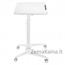 Maclean MC-453 W Mobile Laptop Desk with Pneumatic Height Adjustment, Laptop Table with Wheels, 80 x 52 cm, Max. 8 kg, Height Adjustable Max. 109 cm (White)