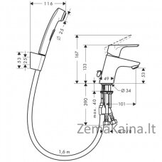 Maišytuvas praustuvui su bide dušeliu Hansgrohe Focus E2   31926000