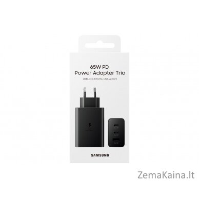 Maitinimo įkroviklis SAMSUNG Trio EP-T6530 65W PD 1x USB-A, 2x USB-C (EP-T6530NBEGEU) Juoda 3