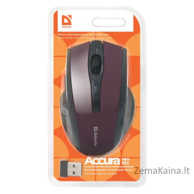 MOUSE DEFENDER ACCURA MM-665 RF MAROON 1600dpi 6P 3