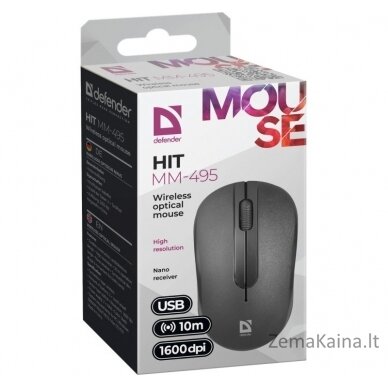 MOUSE DEFENDER HIT MM-495 RF OPTIC BLACK 1600dpi 3P 4