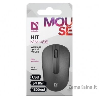 MOUSE DEFENDER HIT MM-495 RF OPTIC BLACK 1600dpi 3P 3