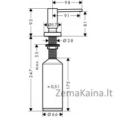 Muilo dozatorius Hansgrohe  A51, 40448800, nerūdijančio plieno