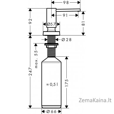 Muilo dozatorius Hansgrohe  A51, 40448800, nerūdijančio plieno 1