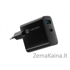 "NATEC RIBERA GAN CHARGER" 1x USB-A + 1x USB-C 45W BLACK