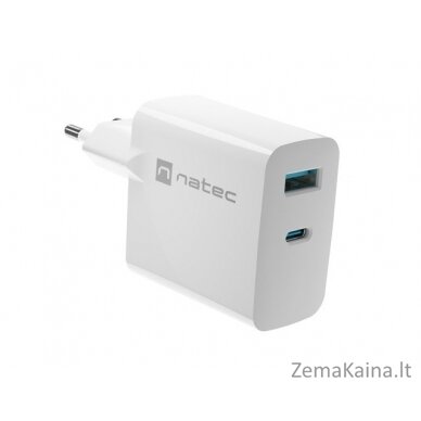 NATEC RIBERA GAN CHARGER 1x USB-A + 1x USB-C 65W BALTAS 4