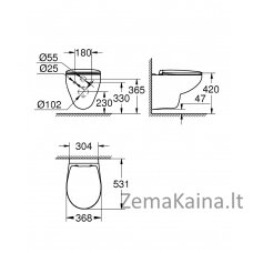 Pakabinamas klozetas su SoftClose dangčiu Grohe Bau Ceramic 39351000