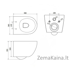 Pakabinamas klozetas Mexen Lena Rimless Slim Duroplast su lėtai nusileidžiančiu dangčiu, 30224075