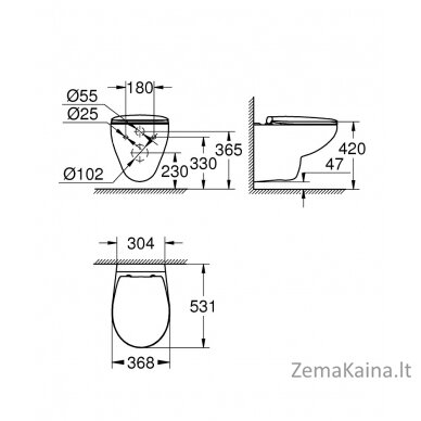 Pakabinamas klozetas su SoftClose dangčiu Grohe Bau Ceramic 39351000 1