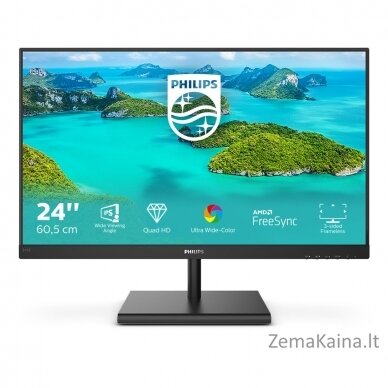 Philips E Line 245E1S/00 LED display 60,5 cm (23.8") 2560 x 1440 pikseliai 2K Ultra HD LCD Juoda