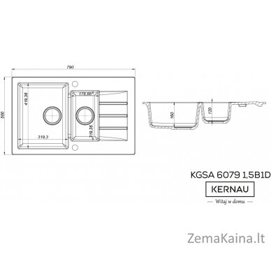 Plautuvė Kernau KGSA 6079 1,5B1D White 1