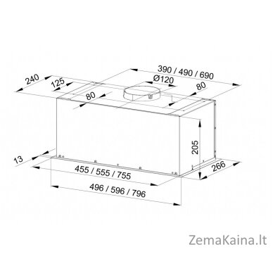 Po spintele įmontuotas gaubtas MAAN Fiugi 2 50 310 m3/h, Juoda 2