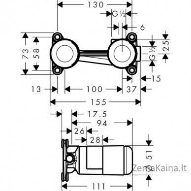 Potinkinė maišytuvo dalis Hansgrohe 13623180 1