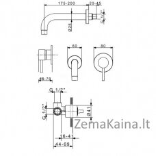 Praustuvo maišytuvas montuojamas iš sienos Flexdoccia Matrix 33310.05.2CR+00400.05.2CR, chromas