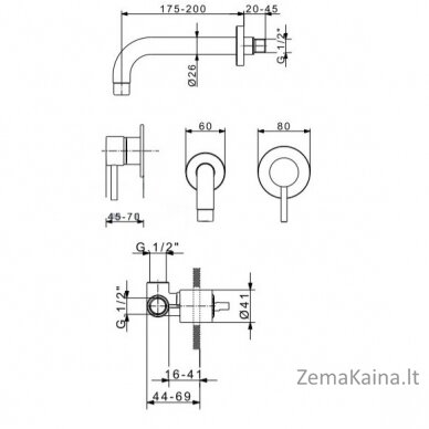 Praustuvo maišytuvas montuojamas iš sienos Flexdoccia Matrix 33310.05.2CR+00400.05.2CR, chromas 1