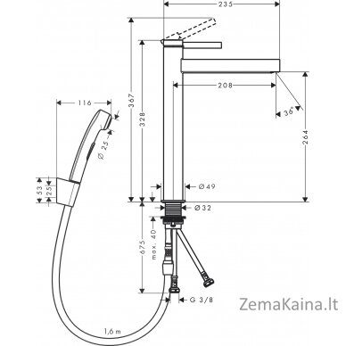 Praustuvo maišytuvas su bide dušeliu Hansgrohe Finoris 76220000, chromas 1