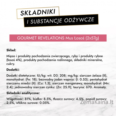 PURINA Gourmet Revelations Lašiša - drėgnas kačių maistas - 2x57 g 8