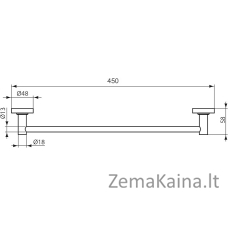 Rankšluoščio laikiklis Ideal Standard, 45 cm, juodas matinis, A9117XG