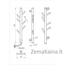 Rankšluosčių džiovintuvas Kosser Stijka 1200x30 ELR juodas reg.