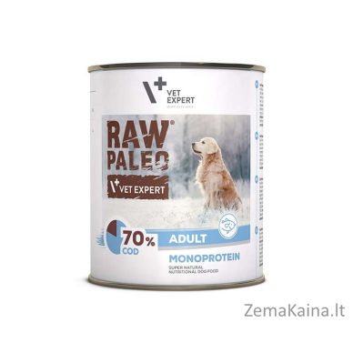 RAW PALEO Adult Monoprotein Cod - šlapias šunų maistas - 800 g