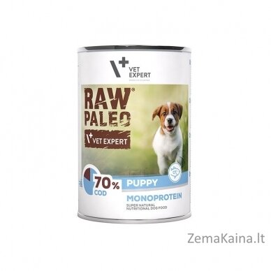 RAW PALEO Puppy Monoprotein Cod - šlapias maistas šuniukams - 400 g