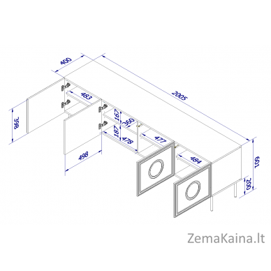 RTV spinta PALAZZO 200x42x60 juoda + ąžuolinė 3