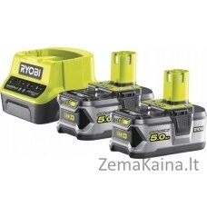 Ryobi akumuliatorių rinkinys 2x5,0AH su įkrovikliu RC18120-250 (5133003364)