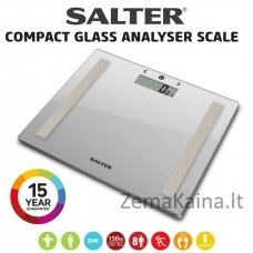 Salter 9113 SV3RAREU16 Compact Glass Analyser Bathroom Scales - Silver