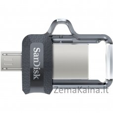 Sandisk Ultra Dual m3.0 USB atmintukas 128 GB USB Type-A / Micro-USB 3.2 Gen 1 (3.1 Gen 1) Juoda, Sidabras, Permatomas